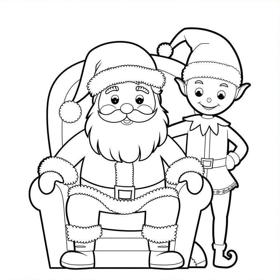 Santa Claus with an Elf coloring page