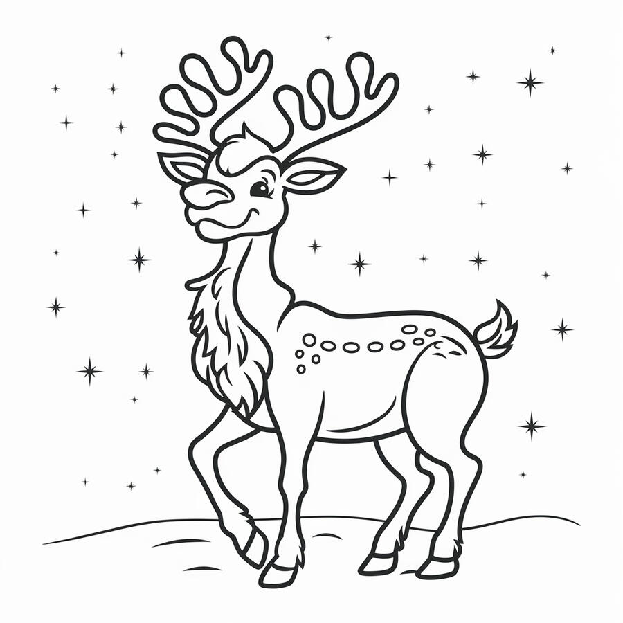 One of Santa's reindeer coloring page.