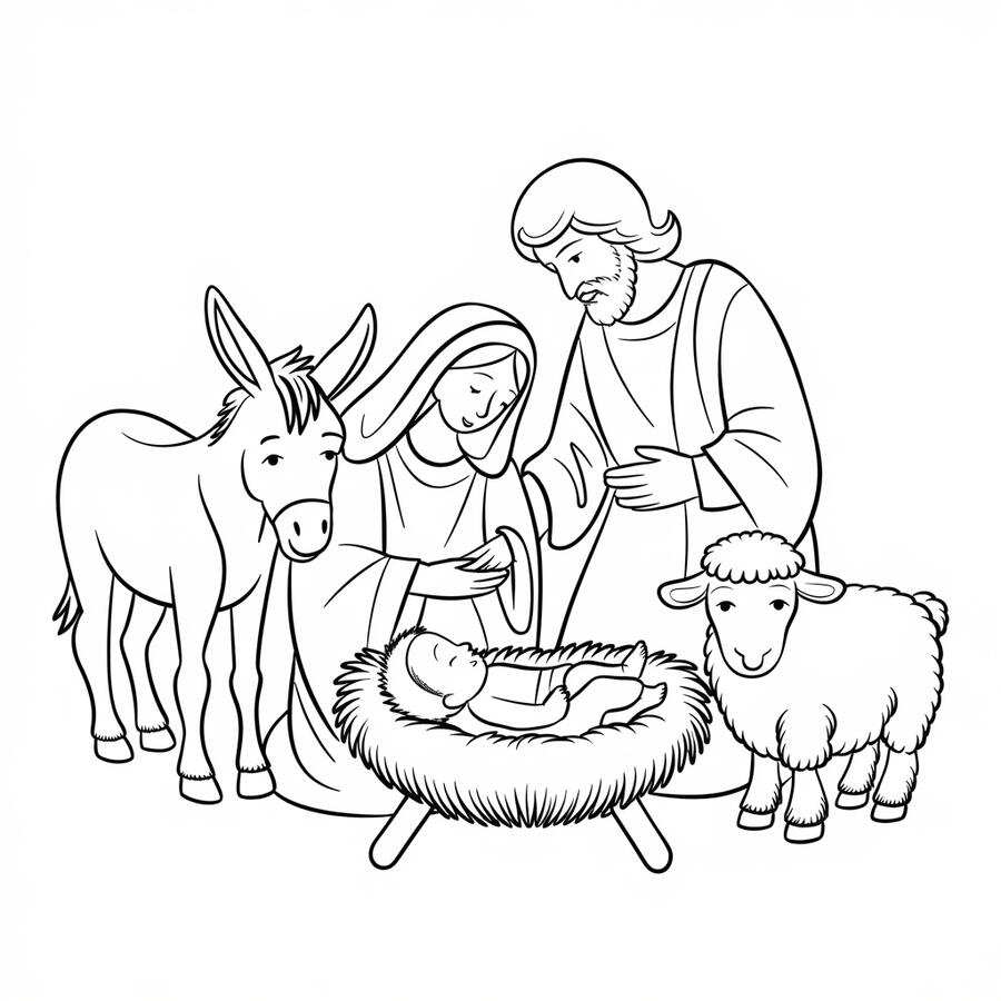 jesus mary and joseph coloring page